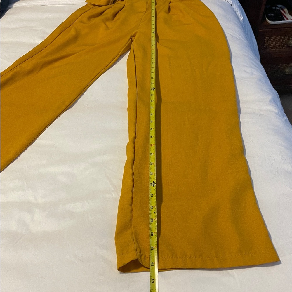 Elegant Mustard Wide-Leg Women's Pants - Picture 6 of 10